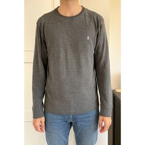 Polo Ralph Lauren Mens XL Gray Long Sleeve Sleepwear Waffle Knit Thermal Shirt